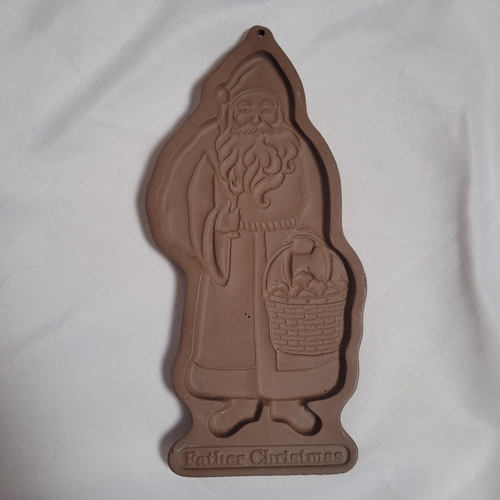 VTG Longaberger Father Christmas Pottery Cookie Mold Xmas 1990
